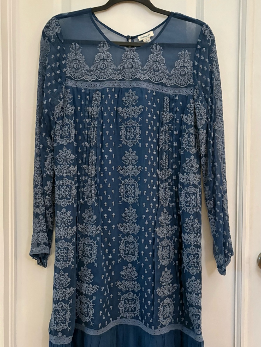 Sundance Catalog blue embroidered lace dress